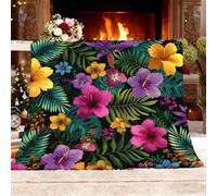 Manta Franela con Estampado 130x150 cm Estampados Florales Polar para Mascotas Lavable - Resistente, Anti-pelos y Antideslizante, Verde Calidez Suave Manta de Sherpa Antiestático