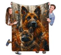 Manta Franela Día del Padre con Perro Pastor Mantas De Siesta Extra Suave Mantas De Franela Ligeras Flannel Blanket para Sofa Mujer Y Hombre Nvierno 125X150Cm