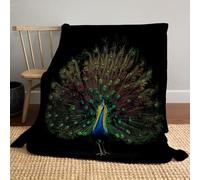 Manta Franela El Pavo Real Extiende Sus Plumas De La Cola Para Cama, Mantas Para Sofa 180x220cm, Blanket De Microfibra Suave Cálida Transpirable Estampado Arte Animal De Lujo Manta Invierno Calentitas