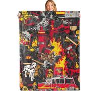 Manta Franela Escena De Rescate De Bomberos Decorativas Mantas De Sofá Cálida Sobrecama para Mascota Sala De Estar Dormitorio 100x125cm