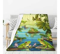 Manta Franela Muchas Ranas Cantan Cobija para Cama Mullida Flannel Blanket Caliente Sofa Colcha para Regalo Mujer Y Hombre Nvierno 125X150Cm