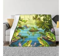 Manta Franela Muchas Ranas Cantan Flannel Blanket Caliente Cobija para Cama Mullida Mantas De Franela para Regalo Nvierno para Cama Doble 125X150Cm