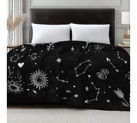 Manta Franela para Cama 130 x 150 cm, Suave Cálida Constelaciones Sol Luna Manta Invierno Calentitas Transpirable Ligera Arte Astronáutico para Adulto Infantil Mujer Hombre
