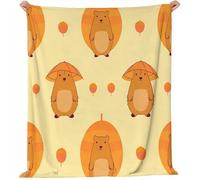 Manta Franela para Cama, Mantas para Sofa Oso de Dibujos Animados Pastoral Blanket de Microfibra, Suave, Cálida, Transpirable, Ligera 150 x 100 cm Manta Invierno Calentitas Color cálido marrón
