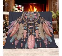 Manta Franela Polar para Sofá y Individual/Doble 100x130 cmSueñO AtrapasueñOs Pluma Ligera y Multiusos, Mantas Cama Térmica Antipilling Azul Oscuro para Dormitorio Sofá Viajar Toda Estación
