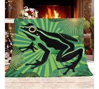 Manta Franela Polar para Sofá y Individual/Doble 130x150 cm 3D Creativo Rana Ligera y Multiusos, Mantas Cama Térmica Antipilling Verde para Dormitorio Sofá Viajar Toda Estación