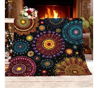 Manta Franela Polar para Sofá y Individual/Doble 130x150 cm Estilo éTnico PatróN Ligera y Multiusos, Mantas Cama Térmica Antipilling Negro para Dormitorio Sofá Viajar Toda Estación