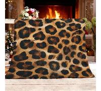Manta Franela Polar para Sofá y Individual/Doble 130x150 cm Retro Estampado De Leopardo PatróN Ligera y Multiusos, Mantas Cama Térmica Antipilling MarróN para Dormitorio Sofá Viajar Toda Estación