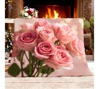 Manta Franela Polar para Sofá y Individual/Doble 140x180 cm Flores RomáNticas, Rosas Ligera y Multiusos, Mantas Cama Térmica Antipilling Rosa para Dormitorio Sofá Viajar Toda Estación