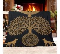 Manta Franela Polar para Sofá y Individual/Doble 180x200 cm Cultura ExóTica Abstracta Ligera y Multiusos, Mantas Cama Térmica Antipilling Negro para Dormitorio Sofá Viajar Toda Estación