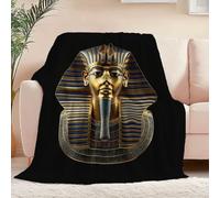 Manta Franela Suave 70 x 100 cm, Retro Antiguo Egipto Ornamentado Máscara Dorada Estampado Manta para Adultos y Niños - para Todas Las Estaciones Plaid Polar para Sofá Cama de Sala de Estar Oro