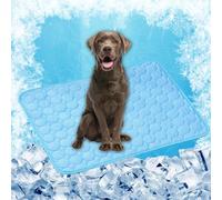 Manta Fria para Perros y Gatos 50 x 40 cm con Gel No Tóxico, Plegable Lavable Almohadilla Alfombrilla Refrescante para Mascotas para Casa, Viajes y Coche, Azul