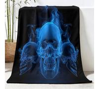 Manta gótica suave y cálida de franela de forro polar, manta de calaveras, manta de humo para cama, sofá, dormitorio, decoración, 150 x 200 cm