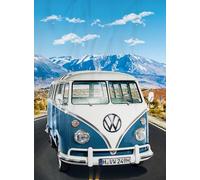 Manta grande VW Volkswagen T1 Adventure - Azul 150 x 200 cm Bulli Manta de forro polar para furgoneta Camper Van Manta Ideal para Sofá y Cama a juego con ropa de cama