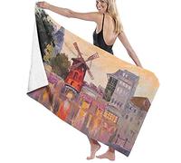 Manta grande y suave para toalla de baño, pintura de Moulin Rouge en el centro de la ciudad de París del amor, arte vintage de Francia, toalla de playa para hotel familiar, viajes, deportes de natació