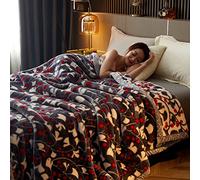 Manta Gruesa para Invierno, cálida Manta Coreana de visón, Reversible, con Estampado Raschel, Suave y Afelpada, Cama y el hogar (150 x 200 cm, F)