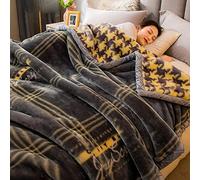 Manta Gruesa para Invierno, cálida Manta Coreana de visón, Reversible, con Estampado Raschel, Suave y Afelpada, Cama y el hogar (180 x 220 cm, A)