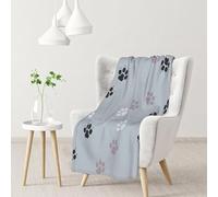 Manta Huellas de Patas 60x120 cm Manta Polar de Franela Gris para Sofa y Cama, Mantas Ligeras, Caliente y Transpirable, Todas Las Estaciones a-5019