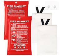 Manta Ignífuga, 2 Piezas Mantas Ignífugas Cocina de Fibra de Vidrio, para Supervivencia de Emergencia en la Cocina, Barbacoa, Chimenea, Campamentos(1mx1m)
