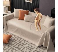 Manta impermeable antideslizante para sofá de 3 plazas, tamaño grande (210 x 300 cm), ideal para niños, mascotas, perros, gatos, ajuste universal para las cuatro estaciones, color beige