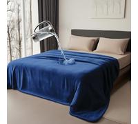 Manta impermeable King ultrasuave, resistente al agua, a prueba de manchas y fugas (azul marino y verde abismo, 90 x 108 pulgadas)