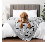 Manta impermeable PetAmi para perros extragrandes, a prueba de orina, reversible, suave, lavable, tama o Queen 90 x 90, color gris hueso