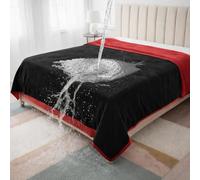 Manta impermeable Queen, a prueba de manchas, diseño a prueba de agua y derrames, franela doble cara (rojo pasión y negro medianoche, 80 x 90 cm)