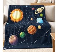 Manta Infantil 150 x 200 cm Planetas en el Sistema Solar Franela con Estampado 3D Microfibra Suave Dibujos Animados para Salón, TV, Cama y Sofá
