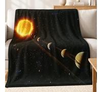 Manta Infantil 150 x 200 cm Universo del Sistema Solar Franela con Estampado 3D Microfibra Suave Galaxia para Salón, TV, Cama y Sofá