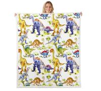 Manta infantil con diseño de dinosaurio jurásico de peluche, para niños, niñas, adolescentes, kawaii, animales kawaii, manta de forro polar, para dormitorio, salón, sofá, 150 x 200 cm