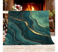 Manta Infantil de Sedalina Estampada 130x150 cm Lujo Arte MáRmol Textura Sherpa a Manta Sofá Suave, Cálida y Ligera Camping Blanket Verde Oscuro Siesta Mantas Proporciona Confort 100% Franela