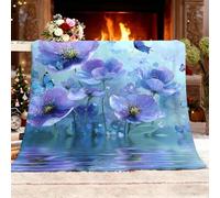 Manta Infantil de Sedalina Estampada 140x180 cm Romance Arte Flores Mariposas. Sherpa a Manta Sofá Suave, Cálida y Ligera Camping Blanket PúRpura Siesta Mantas Proporciona Confort 100% Franela