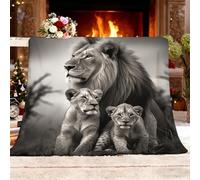 Manta Infantil de Sedalina Estampada 180x200 cm Retrato de Un LeóN Poderoso Sherpa a Manta Sofá Suave, Cálida y Ligera Camping Blanket Gris Siesta Mantas Proporciona Confort 100% Franela