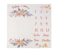 Manta Infantil Milestone |Patrón de Flores Suave y Lavable para Accesorios de fotografía |Fondo de fotografía mensual para recién Nacidos/Tapiz/Alfombra |100x100cm con Clips