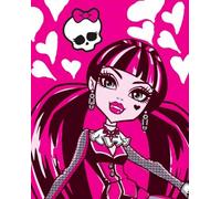 Manta infantil Monster High Beauty Pink 110 x 140 cm, manta de forro polar para sofá Draculaura Frankie Piedra Lagoona Blue Piraña Neptuna a juego con ropa de cama