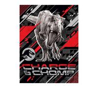 Manta Jurassic World Charge & Chomp T-Rex Suave Fleece Throw - 130cm x 170cm