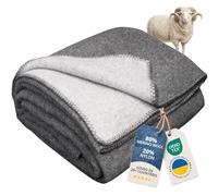 Manta Lana Merino Reversible, Manta Grande Para Cama y Sofá 150x215 cm | Mantas 80% Lana Merino, 20% Nylon, OEKO-TEX. Para cama, sofá, dormitorio, sala, casa, todo el año | Gris - Gris Claro