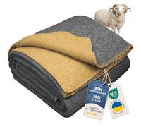 Manta Lana Merino Reversible, Manta Grande Para Cama y Sofá 150x215 cm | Mantas 80% Lana Merino, 20% Nylon, OEKO-TEX. Para cama, sofá, dormitorio, sala, casa, todo el año | Mostaza - Gris
