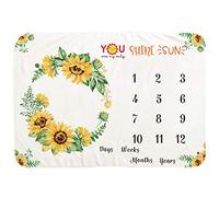 Manta Mensual Bebe Franela Manta de Hito Fondo de Guirnalda Abeja Fotografía con Marco para Recién Nacido Niños Niñas Baby Shower Regalo (Color 4,150 x 102 cm)