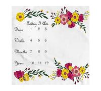 Manta mensual con Estampado Floral, Manta Suave y Ligera para fotografía de recién Nacido, decoración de guardería, 100x100cm, 39,4x39,4 Pulgadas