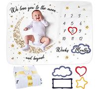 Manta Meses Bebé Unisex | Regalo De Fiesta De Nacimiento | Temática Luna y Estrellas | Suave y Gruesa | Para Fotos Mensuales | Control De Edad y Crecimiento | Hito Mensual