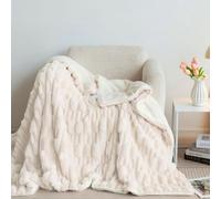Manta mullida con textura suave de ensueño, extracálida para invierno, ideal como manta de sofá y colcha de cama, buen regalo para mujeres (geometría beis, 200 x 230 cm)