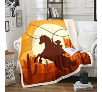 Manta mullida estilo vaquero con temática del salvaje oeste, manta de forro polar para sofá, sofá, adolescentes, caballo galopante, manta de sherpa con paisaje occidental, cactus suculentas, manta de