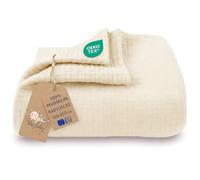 Manta muselina bebé algodón 100 x 150 cm - Plaid gasa suave muslin cobija niño delgada arrullo sábana muselinas mantita ligera recién nacido tejido transpirable para niños Oeko-Tex Beige Claro