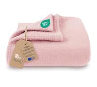 Manta muselina bebé algodón 100 x 150 cm - Plaid gasa suave muslin cobija niño delgada arrullo sábana muselinas mantita ligera recién nacido tejido transpirable para niños Oeko-Tex Rosa empolvado