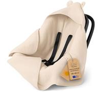 Manta Muselina bebé - Ligero arrullo Transpirable para Silla de Coche con Capucha para Verano - termorregulador para Silla Paseo y recién Nacido 90×90 cm Beige Claro Oeko-Tex
