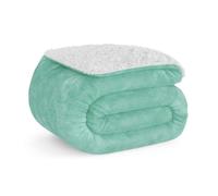 Manta nalui verde grande (150x200cm), suave, cálida, lavable 30º, resistente a arrugas. ideal para cama 90/105 o sofá