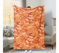 Manta naranja de verano, diseño de hojas tropicales, gotas de agua, color naranja, manta mullida compacta y decorativa para sofá, cama, silla, coche, oficina, escritorio, 60 x 80 pulgadas