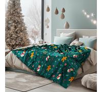 Manta navide?a de jengibre PAVILIA | Manta de vell?n navide?a verde para las fiestas | Manta de invierno c?lida y suave de felpa de 60 x 80 (verde Gi