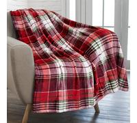 Manta navide?a PAVILIA | Manta polar roja navide?a | Manta de invierno suave y c?lida de felpa, 50 x 60 (cuadros rojos y verdes)
